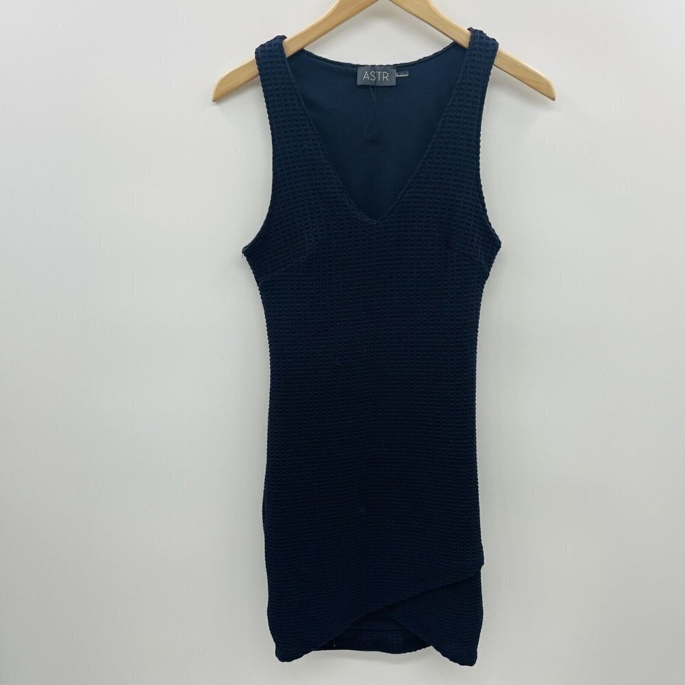 ASTR the Label Womens Size Small Mesh Bodycon V‎ Neck Sleeveless Dress in Blue